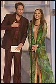 Jennifer Lopez and David Duchovny at the Grammy Awards